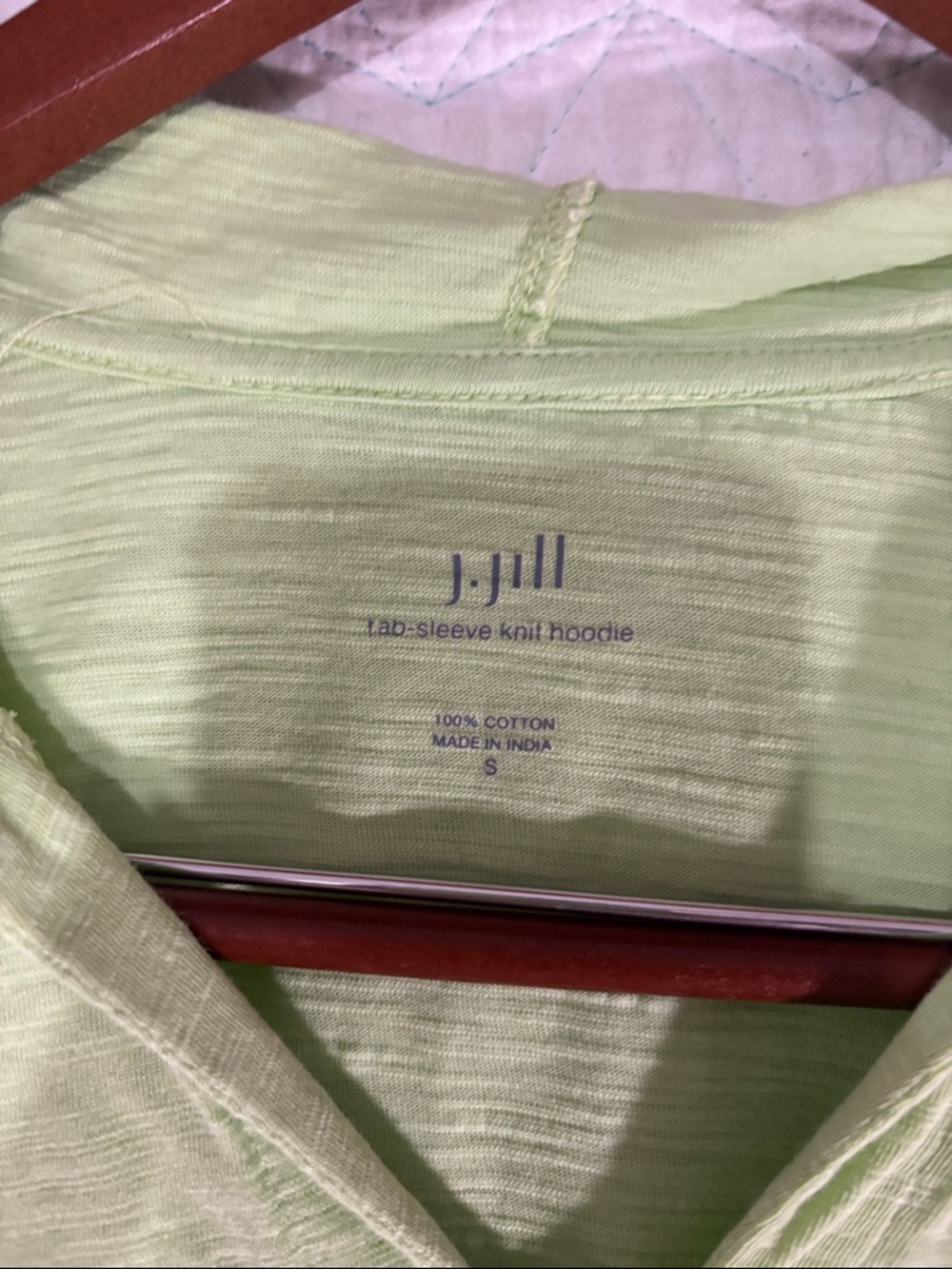 J. Jill Light Lime Hooded Pullover 100% Cotton - Picture 2 of 5